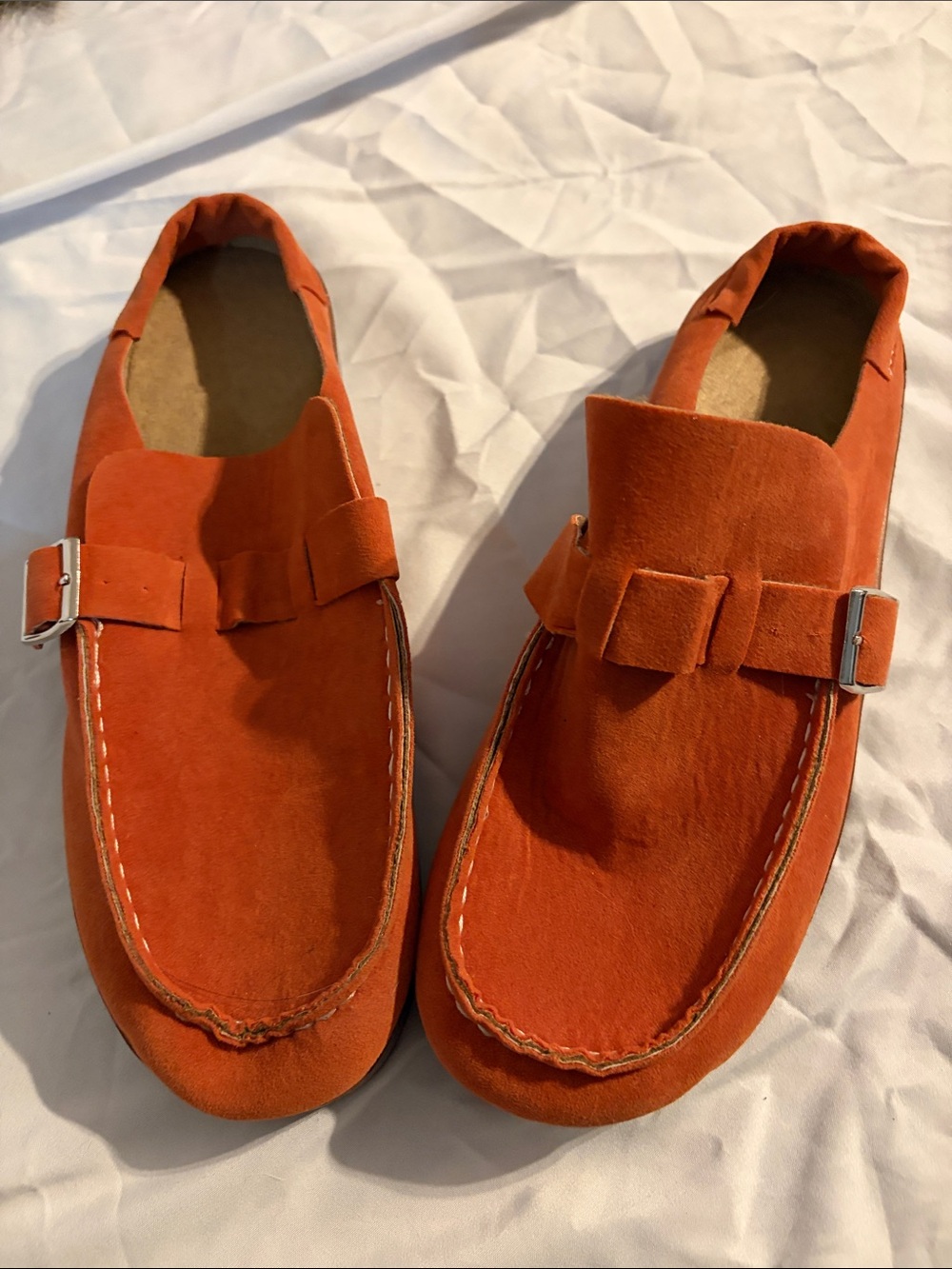 Women’s Orange Suede Slip-On Loafers